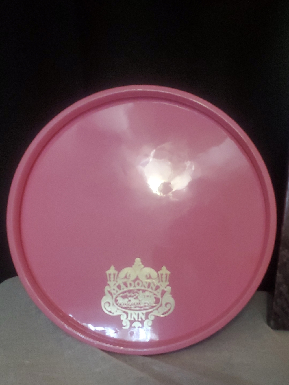 MADONNA INN MR. ICE BUCKET Cocktail Pink Round Tray with Gold Crest